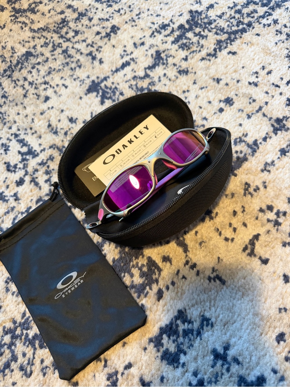 Oakley Men’s Sunglasses - Silver Frame with Purple/Pink Lenses